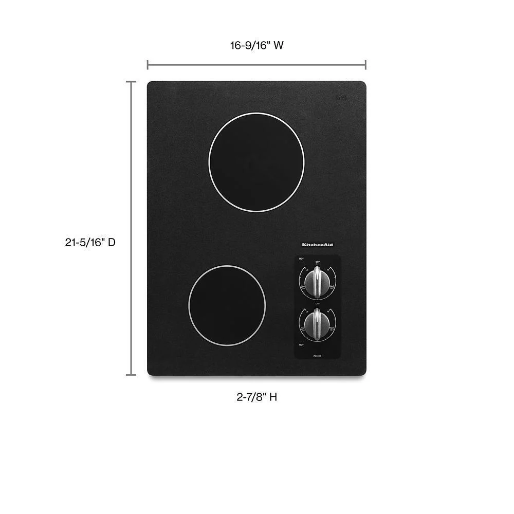 Kitchenaid KECC056RBL 15" Electric Cooktop with 2 Radiant Elements - Image 2