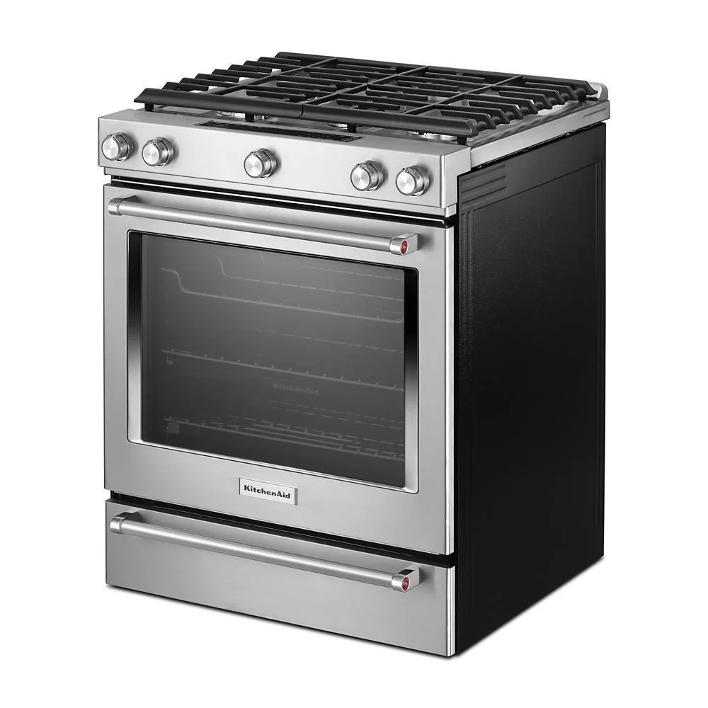 Kitchenaid KSGB900ESS 30-Inch 5 Burner Gas Convection Slide-In Range with Baking Drawer - Image 7