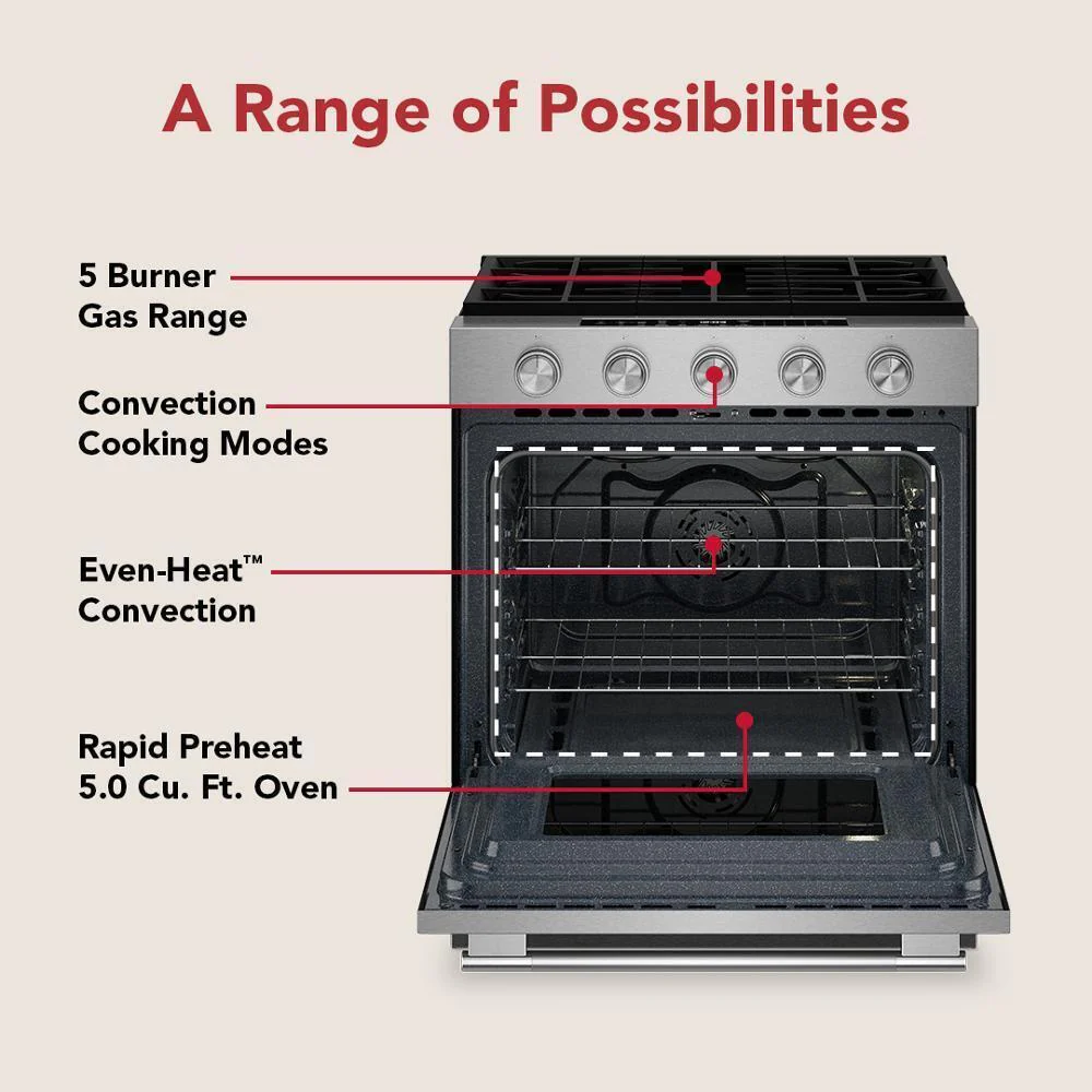 Kitchenaid KSGS330SPS 5.0 Cu. Ft. Smart Slide-in Gas Range with Convection Cooking Modes - Image 20