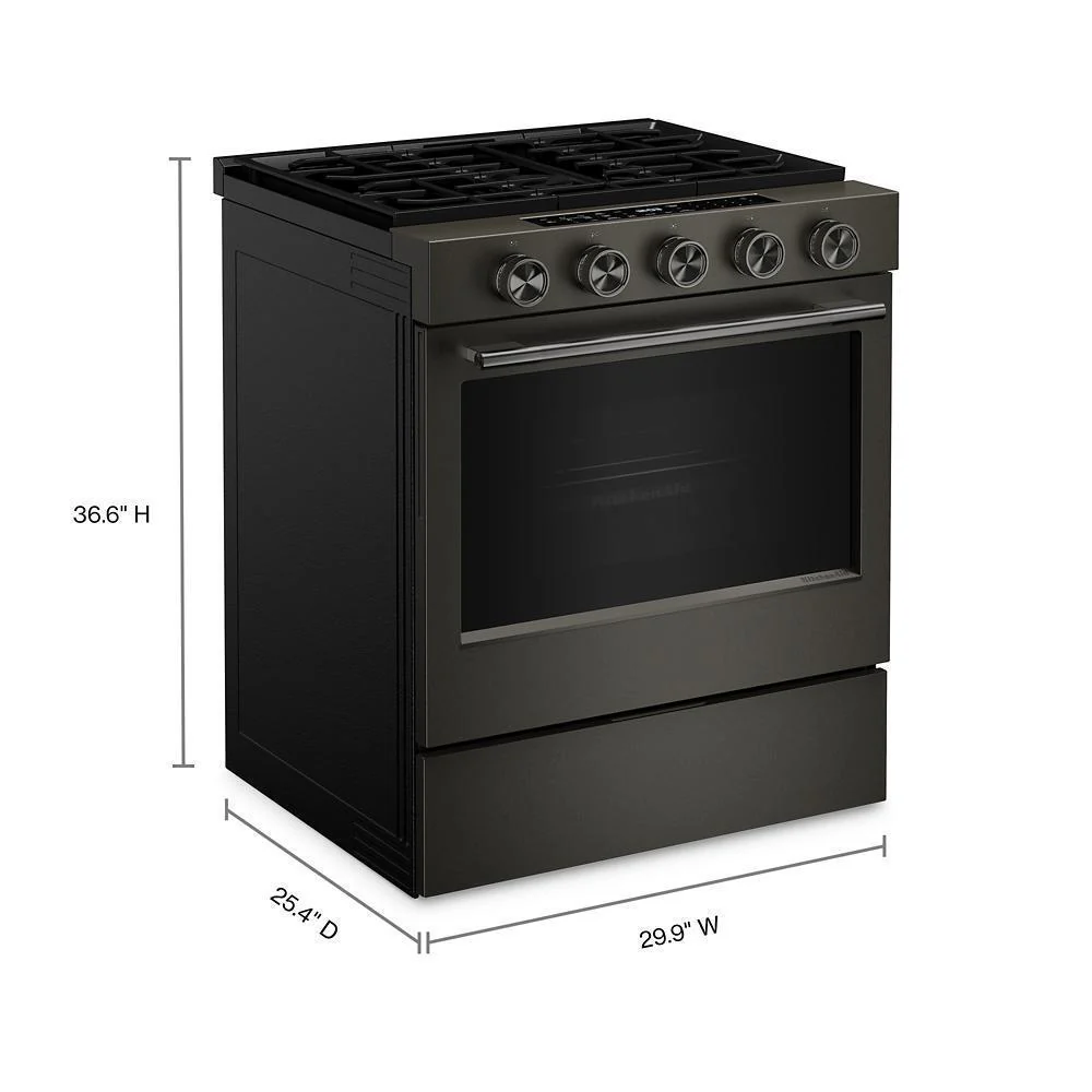 Kitchenaid KSGS530SBE 5.0 Cu. Ft. Smart Slide-in Gas Range with Convection Cooking Modes and 2-in-1 Burner - Image 4
