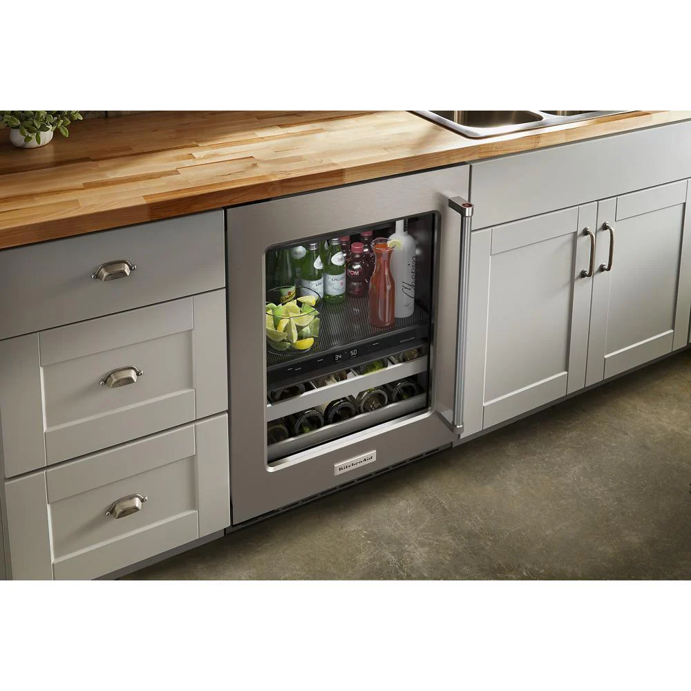 Kitchenaid KUBL314KSS 24" Beverage Center with Glass Door and Metal-Front Racks - Image 7