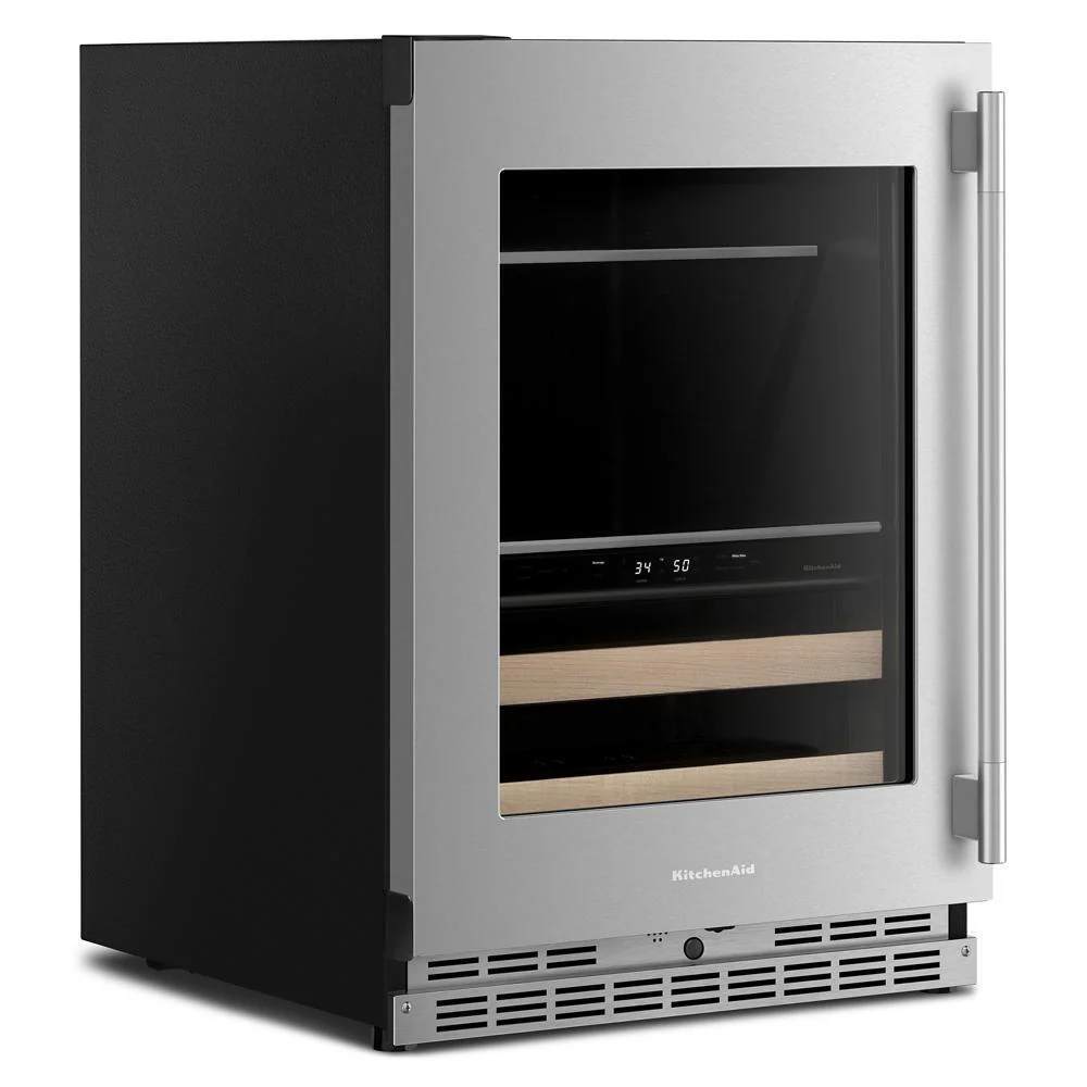 Kitchenaid KUBL524SPS 24" Beverage Center with Glass Door and Wood-Front Racks - Image 5