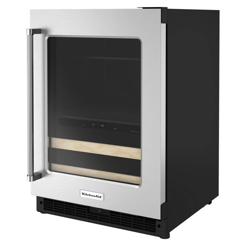 Kitchenaid KUBR214KSB 24" Beverage Center with Glass Door and Wood-Front Racks - Image 3