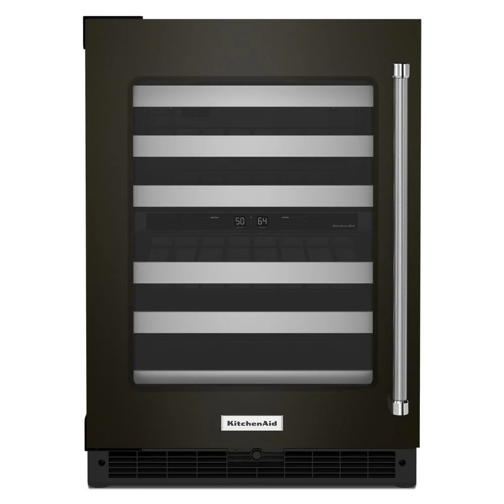 Kitchenaid KUWL314KBS 24" Undercounter Wine Cellar with Glass Door and Metal-Front Racks