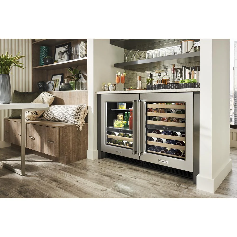 Kitchenaid KUWR214KSB 24" Undercounter Wine Cellar with Glass Door and Wood-Front Racks - Image 10