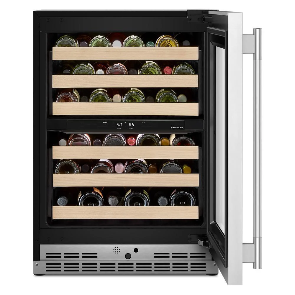 Kitchenaid KUWR524SPS 24" Undercounter Wine Cellar with Full-Extension Wood-Front Racks - Image 3
