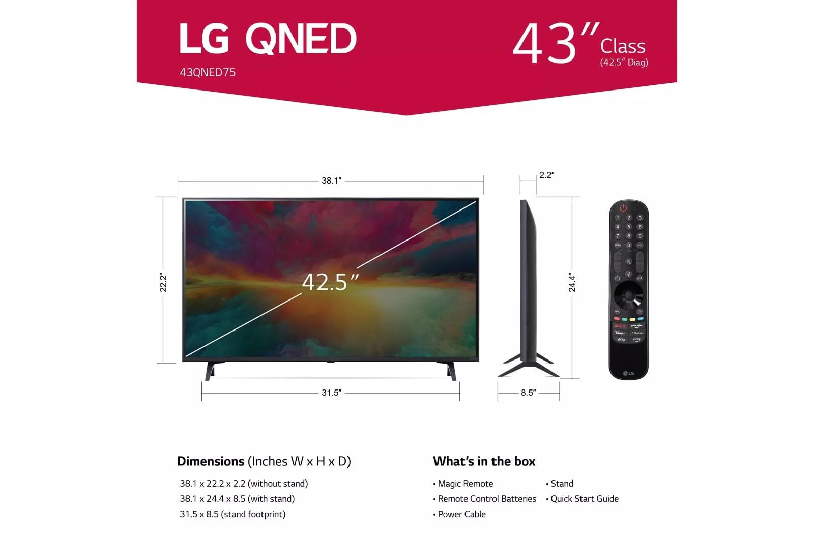 43QNED75URA LG 43 Inch Class QNED75 series LED 4K UHD Smart webOS 23 w/ ThinQ AI TV - Image 7
