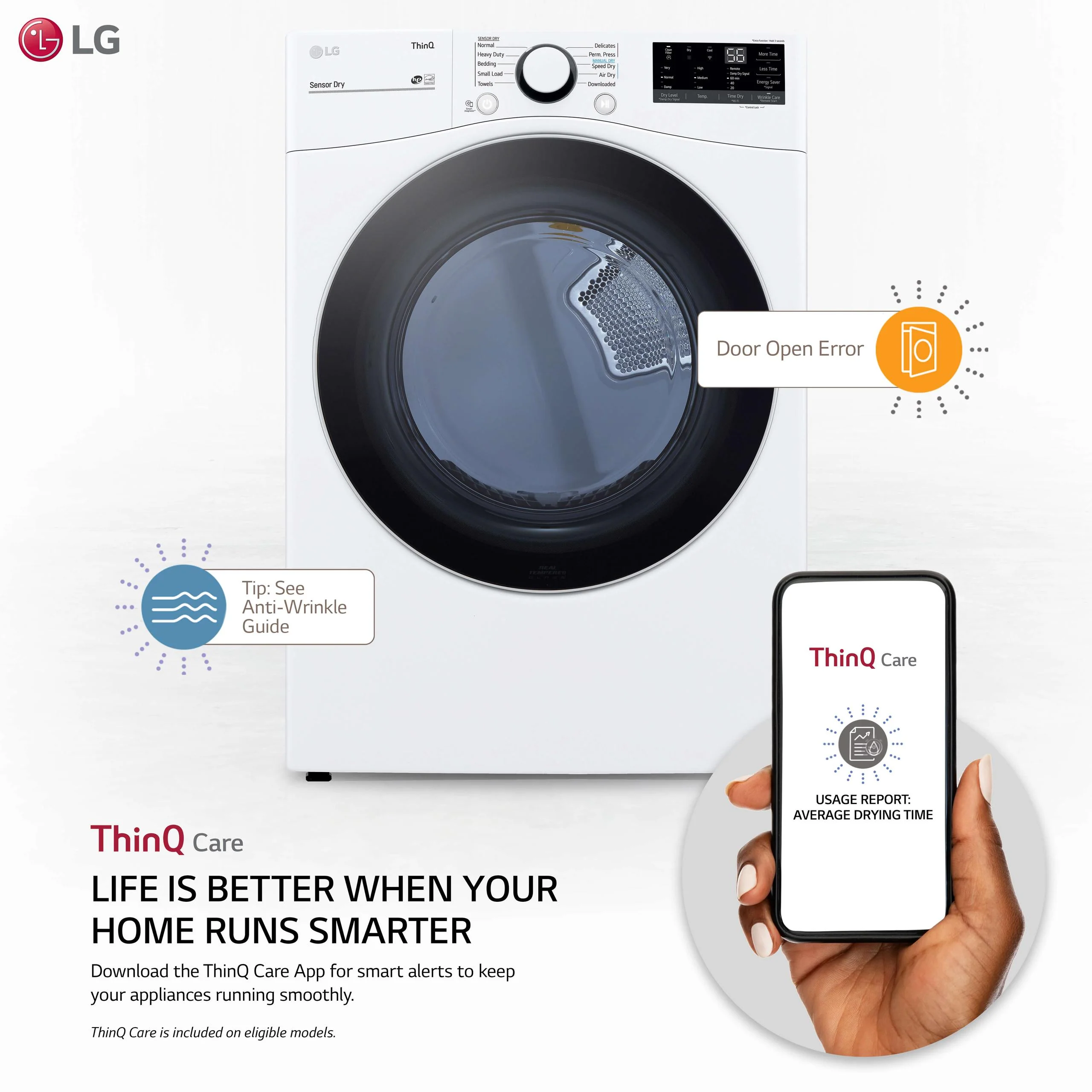 7.4 cu. ft. Ultra Large Capacity Smart wi-fi Enabled Front Load Electric Dryer with Built-In Intelligence - Image 2