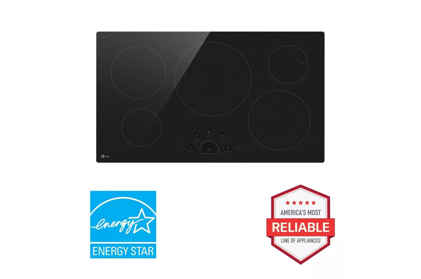 Lg LCE3610SBE 36 Inch Radiant Cooktop, 5 Burner, Black, ENERGY STAR