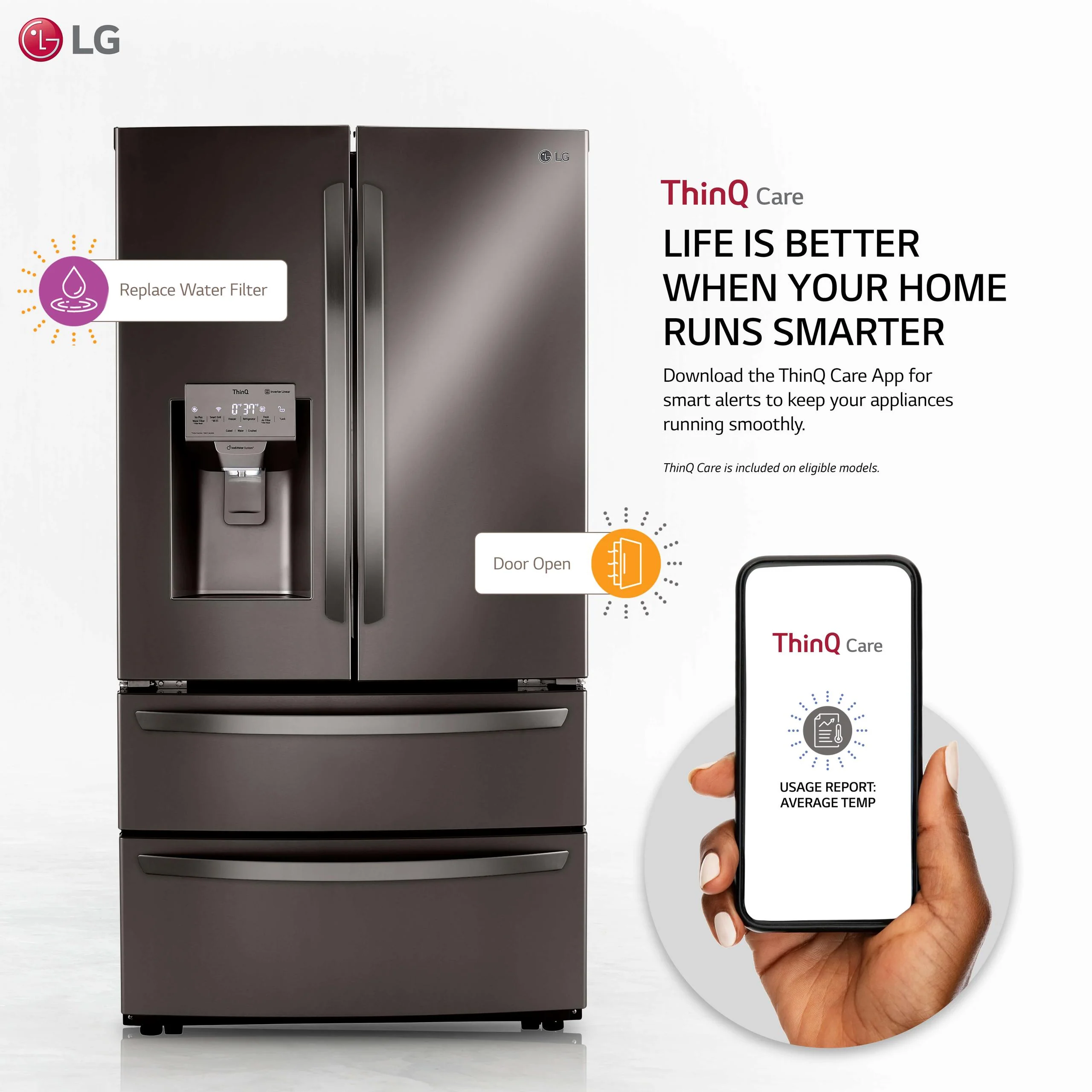 Lg LMXC22626D 22 cu. ft. Smart Counter Depth Double Freezer Refrigerator - Image 2