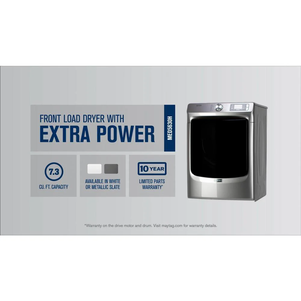 Maytag MED5630HW Front Load Electric Dryer with Extra Power and Quick Dry cycle - 7.3 cu. ft. - Image 3