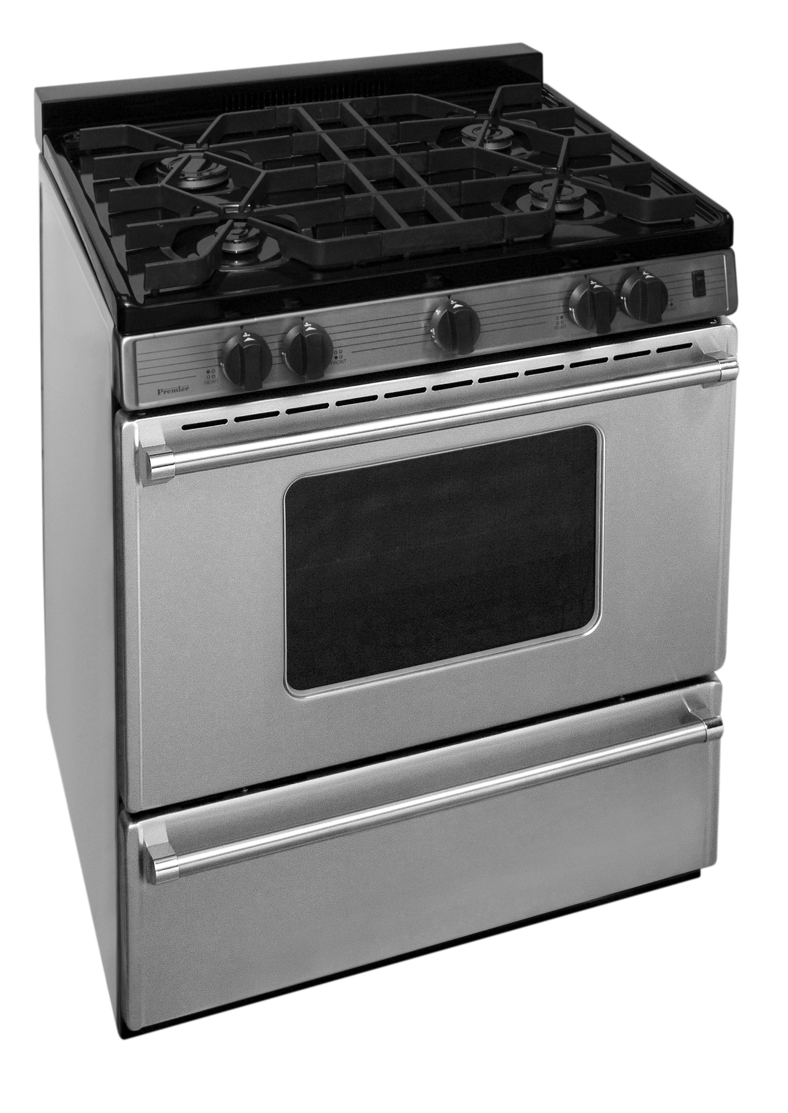Premier P30B3102PS 30 in. ProSeries Freestanding Battery Spark Sealed Burner Gas Range in Stainless Steel