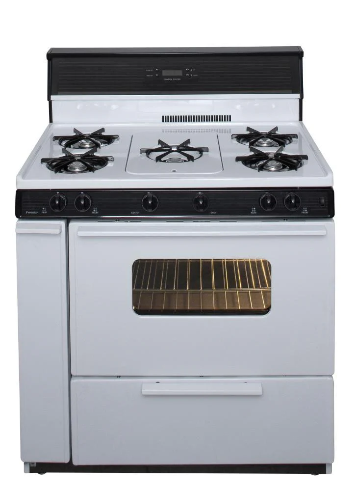 Premier SLK249WP0 36 in. Freestanding Gas Range with 5th Burner and Griddle Package in White