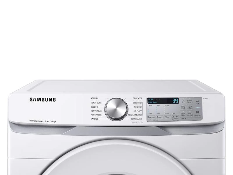 Samsung DVE51CG8000W 7.5 cu. ft. Smart Electric Dryer with Sensor Dry in White - Image 3
