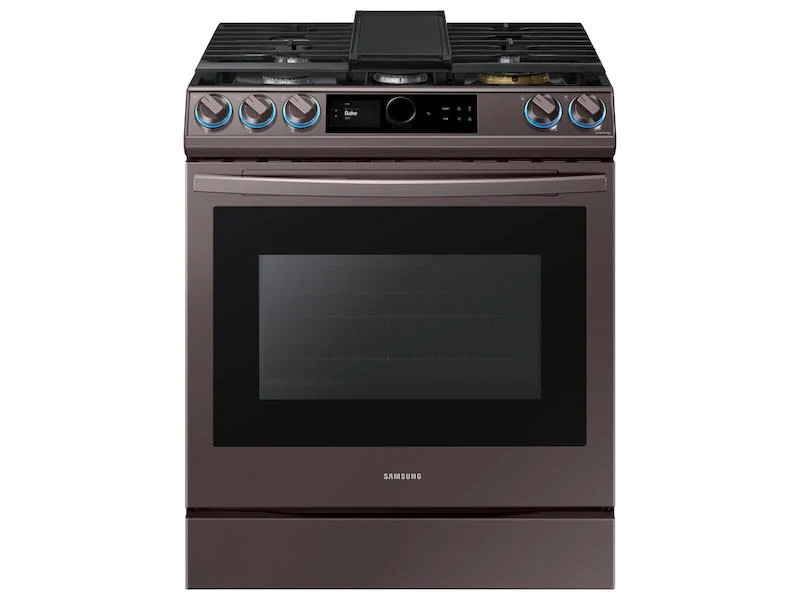 Bespoke Smart Slide-in Gas Range 6.0 cu. ft. with Smart Dial, Air Fry & Wi-Fi in Tuscan Steel