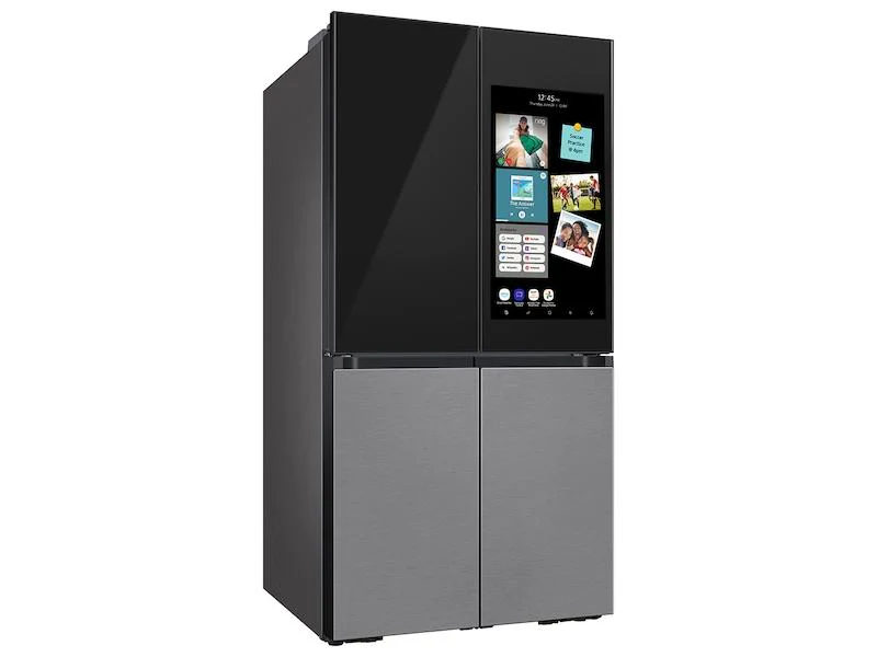 Samsung Bespoke Counter Depth 4-Door Flex™ Refrigerator (23 cu. ft.) with Family Hub™ in Charcoal Glass Top and Stainless Steel Bottom Panels - Image 5
