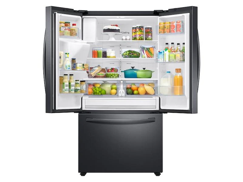 27 cu. ft. Large Capacity 3-Door French Door Refrigerator with External Water & Ice Dispenser in Black Stainless Steel - Image 2
