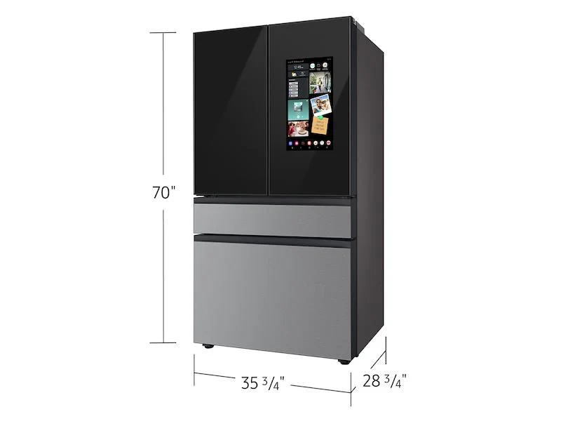 Samsung RF29BB8900QK Bespoke 4-Door French Door Refrigerator (29 cu. ft.) - in Charcoal Glass Top and Family Hub™ Panels with Stainless Steel Middle and Bottom Panels - Image 7