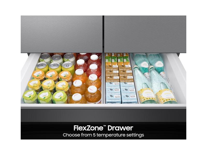 Samsung RF70F29DER Bespoke 29 cu. ft. 4-Door French Door Refrigerator with Inner Beverage Center™ & FlexZone™ Drawer in Stainless Steel - Image 9