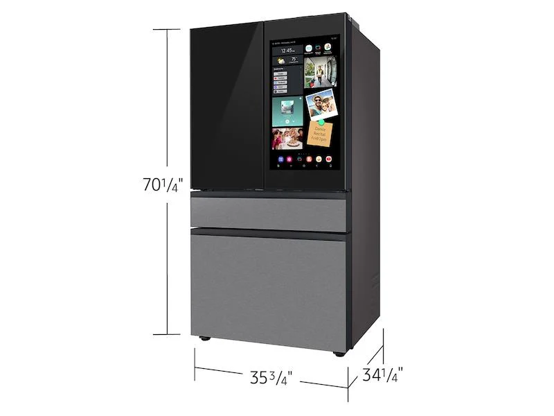 Samsung RF90F29AECR Bespoke 29 cu. ft. 4-Door French Door Refrigerator with AI Family Hub™+ & AI Vision Inside™ in Charcoal Glass and Stainless Steel - Image 3
