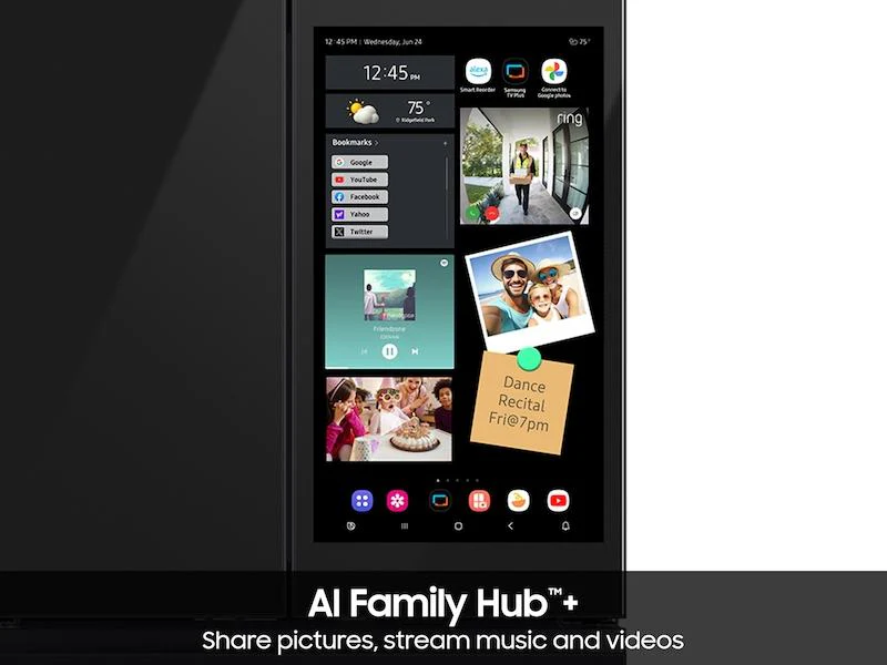 Samsung RF90F29AECR Bespoke 29 cu. ft. 4-Door French Door Refrigerator with AI Family Hub™+ & AI Vision Inside™ in Charcoal Glass and Stainless Steel - Image 8