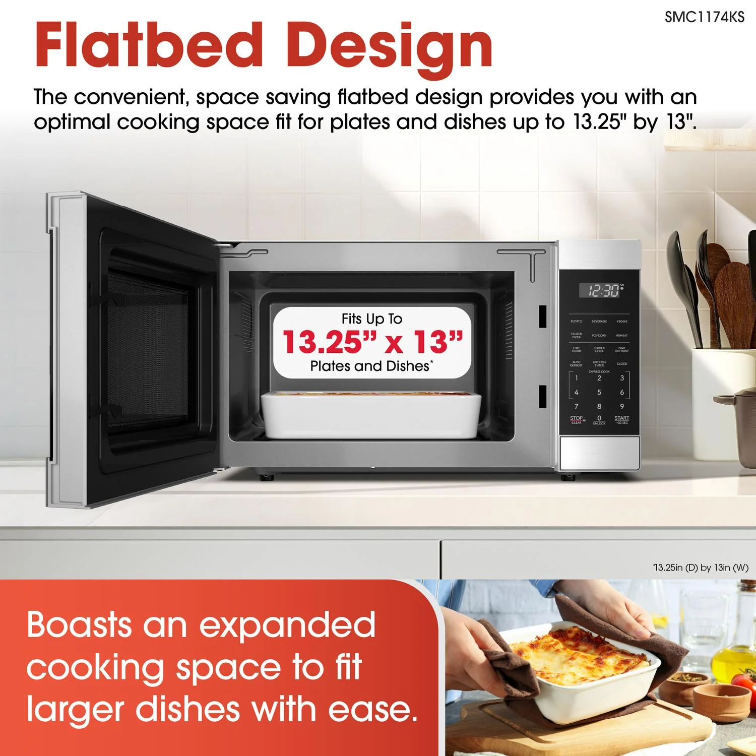 SMC1174KS Sharp 1.1 cu. ft. 1100W Flatbed Countertop Microwave Oven with Inverter Technology - Image 17