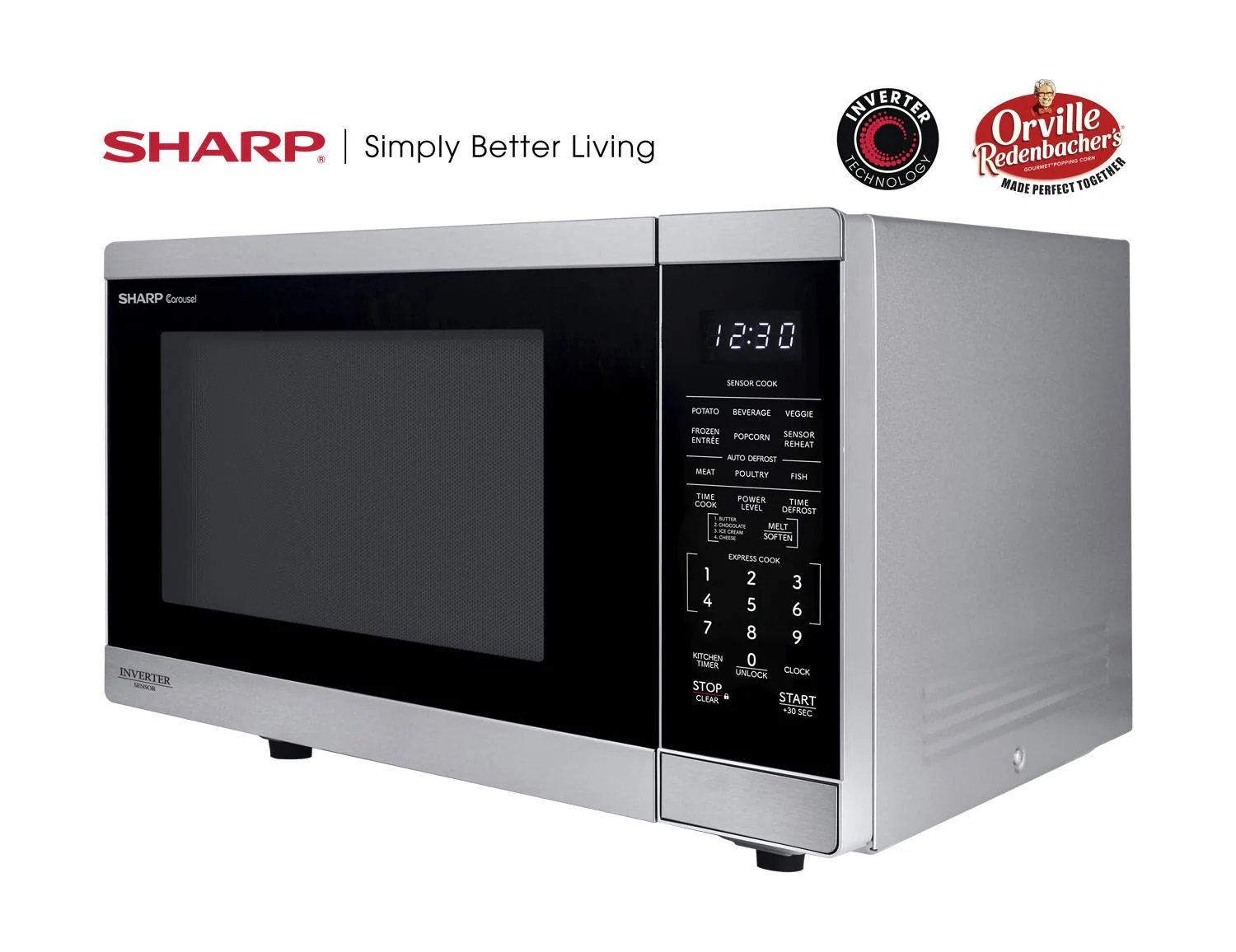SMC1464KS Sharp 1.4 cu. ft. 1100W Stainless Steel Countertop Microwave Oven with Inverter Technology - Image 3