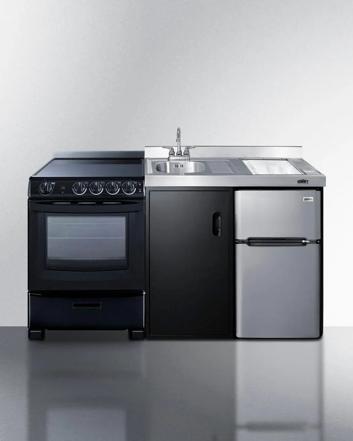 Summit ACK63ELSTB 63" Wide All-in-one Kitchenette With Electric Range