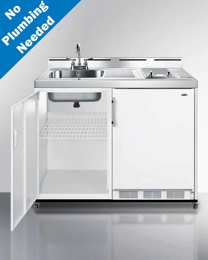 Summit C48ELGLASSPUMPMB 48" Wide Mobile All-in-one Kitchenette, No Plumbing Needed - Image 3