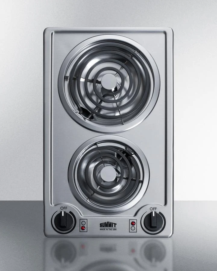 Summit CCE213SS 12" Wide 115v 2-burner Coil Cooktop