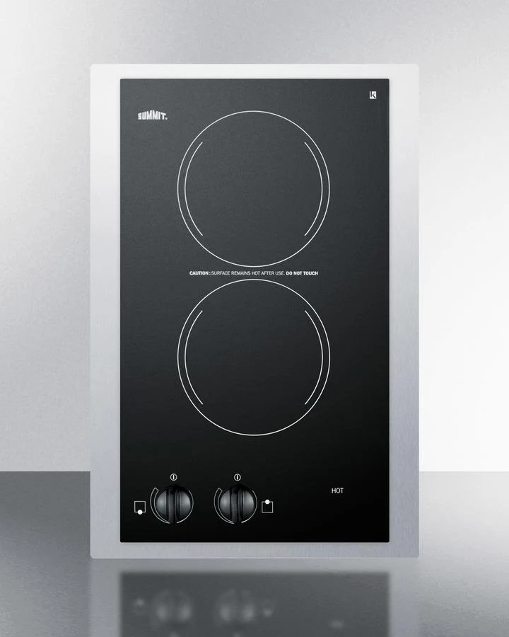 Summit CR2220TK15 15" Wide 230v 2-burner Radiant Cooktop