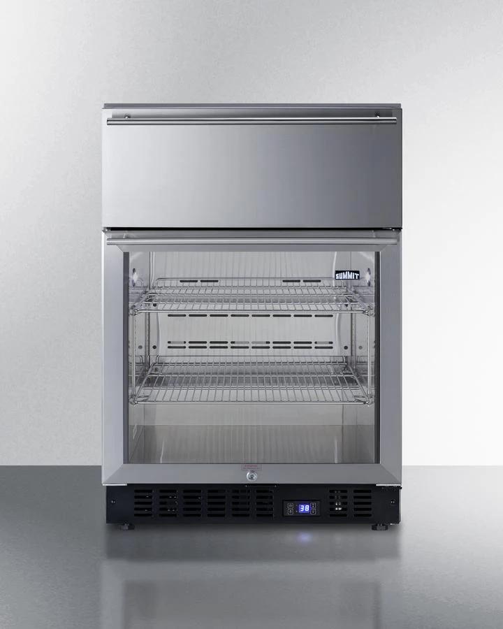 Summit SCR615TDCSS 24" Wide Built-in Commercial Beverage Refrigerator With Top Drawer