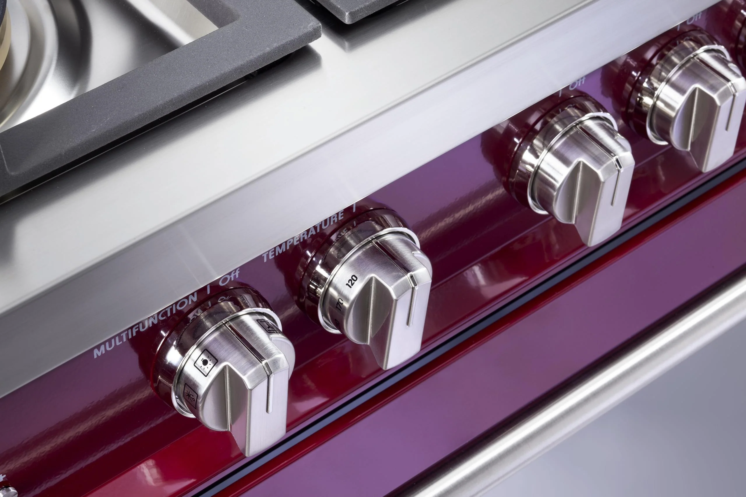 Designer 36" Dual Fuel Single Oven Range - Burgundy - Image 2