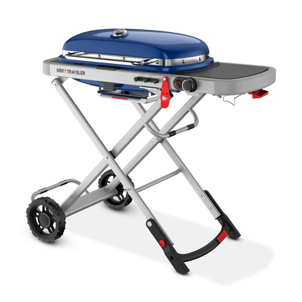 9020001 Weber Traveler® Portable Gas Grill - Deep Ocean Blue - Image 2
