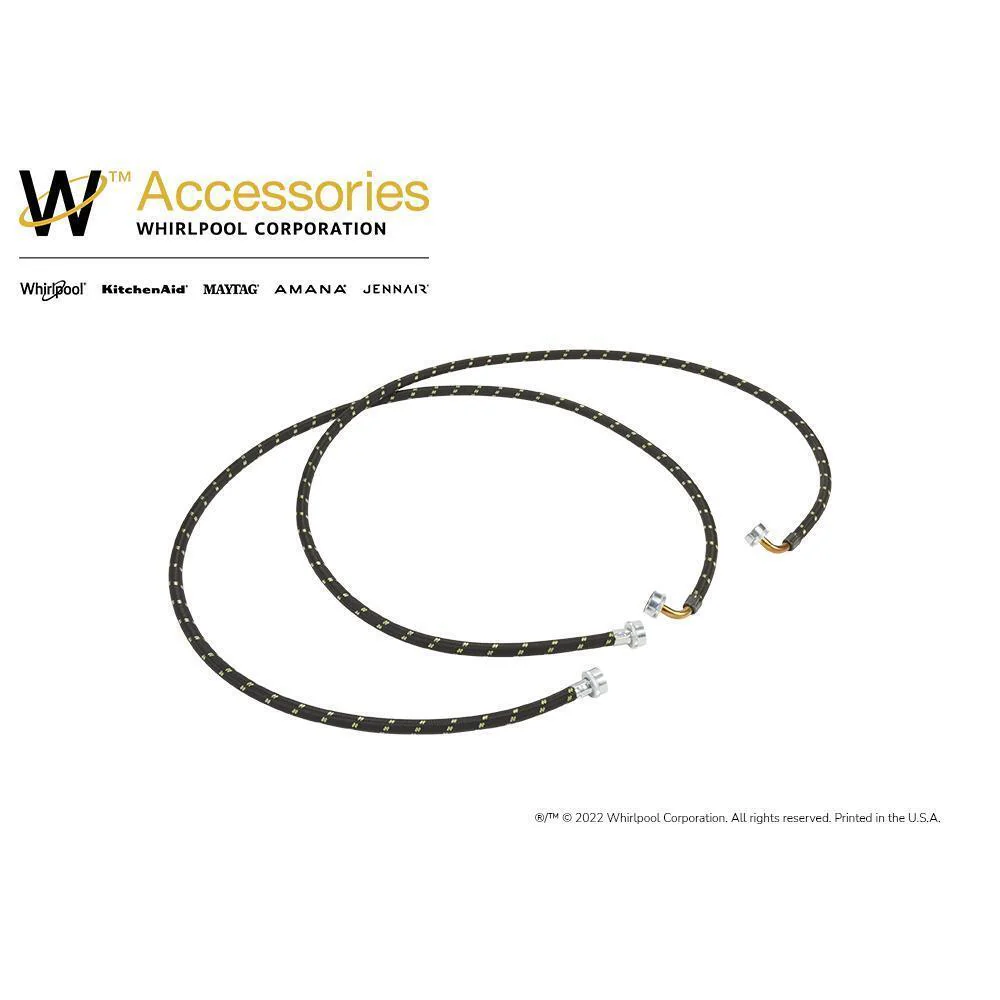 Whirlpool 8212638RP 6' Black braided hoses with 90 degree elbow rated 1700 PSI with two female connections - 2 Pack - Image 5