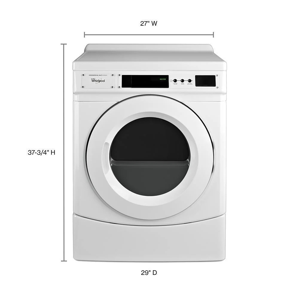 Whirlpool CED9160GW 27" Commercial Electric Front-Load Dryer, Non-Vend - Image 2