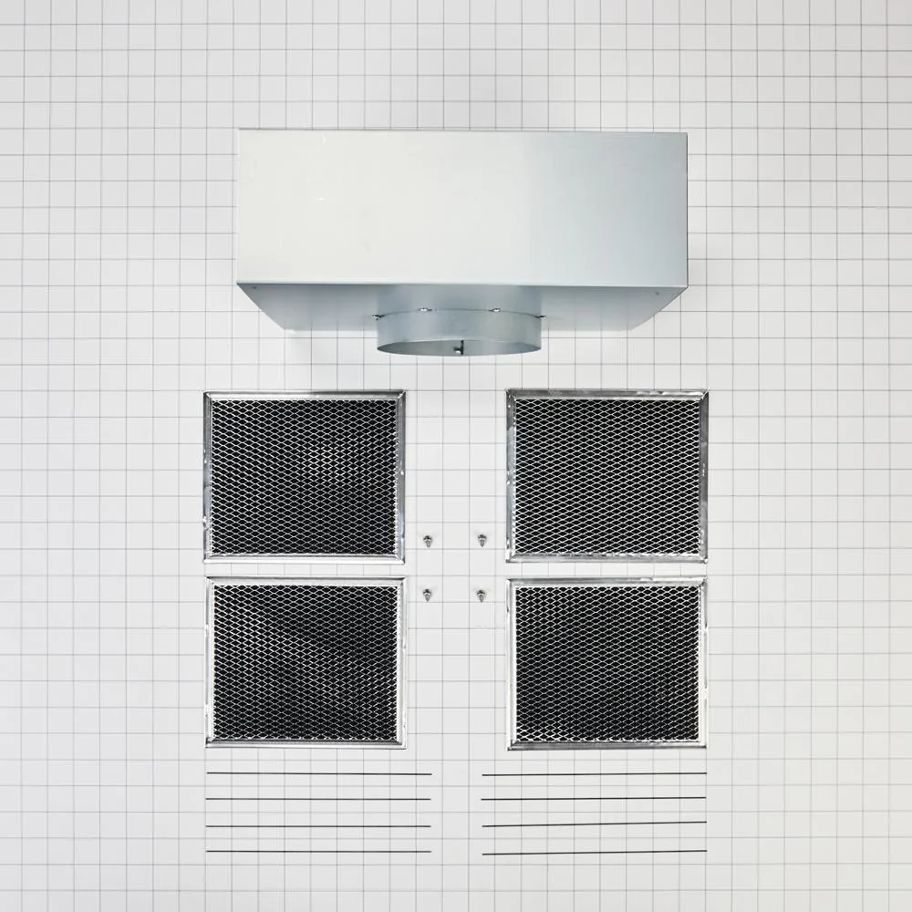 Whirlpool W11430925 Range Hood Wall Recirculation Kit with 2 Charcoal Filters, 4 Clips, and a Deflector Damper - Silver - Image 3