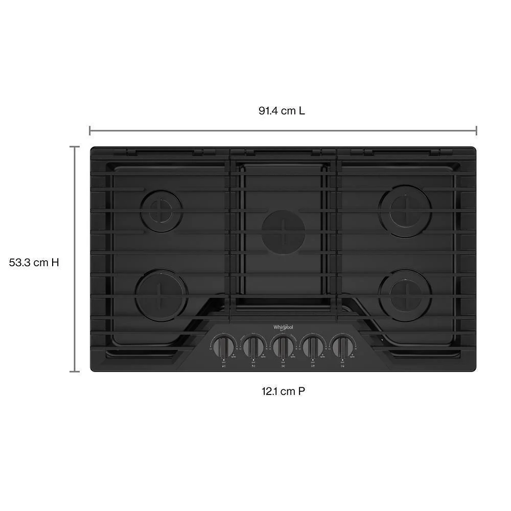 Whirlpool WCGK5036PV 36-inch Gas Cooktop with EZ-2-Lift™ Hinged Cast-Iron Grates - Image 5