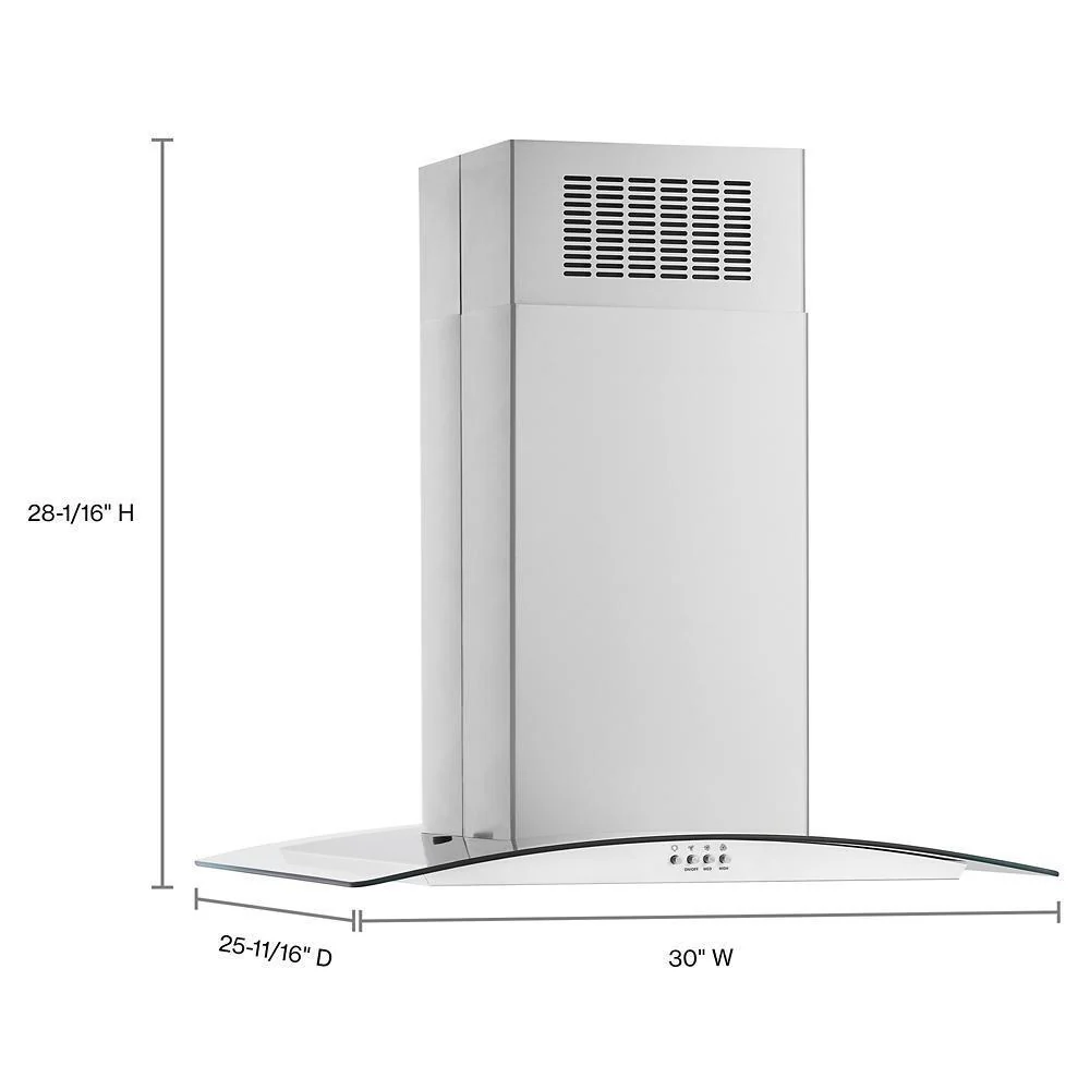 Whirlpool WVI51UC0LS 30" Curved Glass Island Mount Range Hood - Image 8