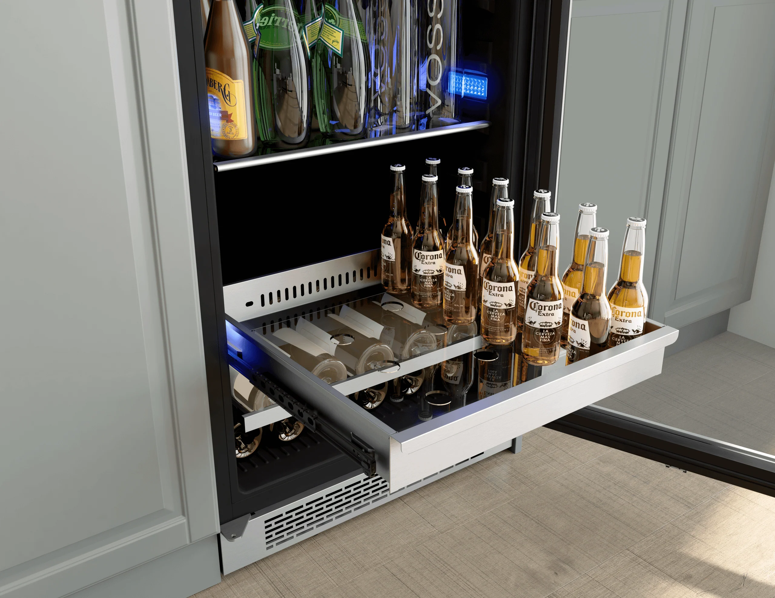 Zephyr PRWB24F02AG Presrv Wine and Beverage Cooler, 24in, Full Size, SS+Glass, Reversible Door, 2 Zones - Image 10