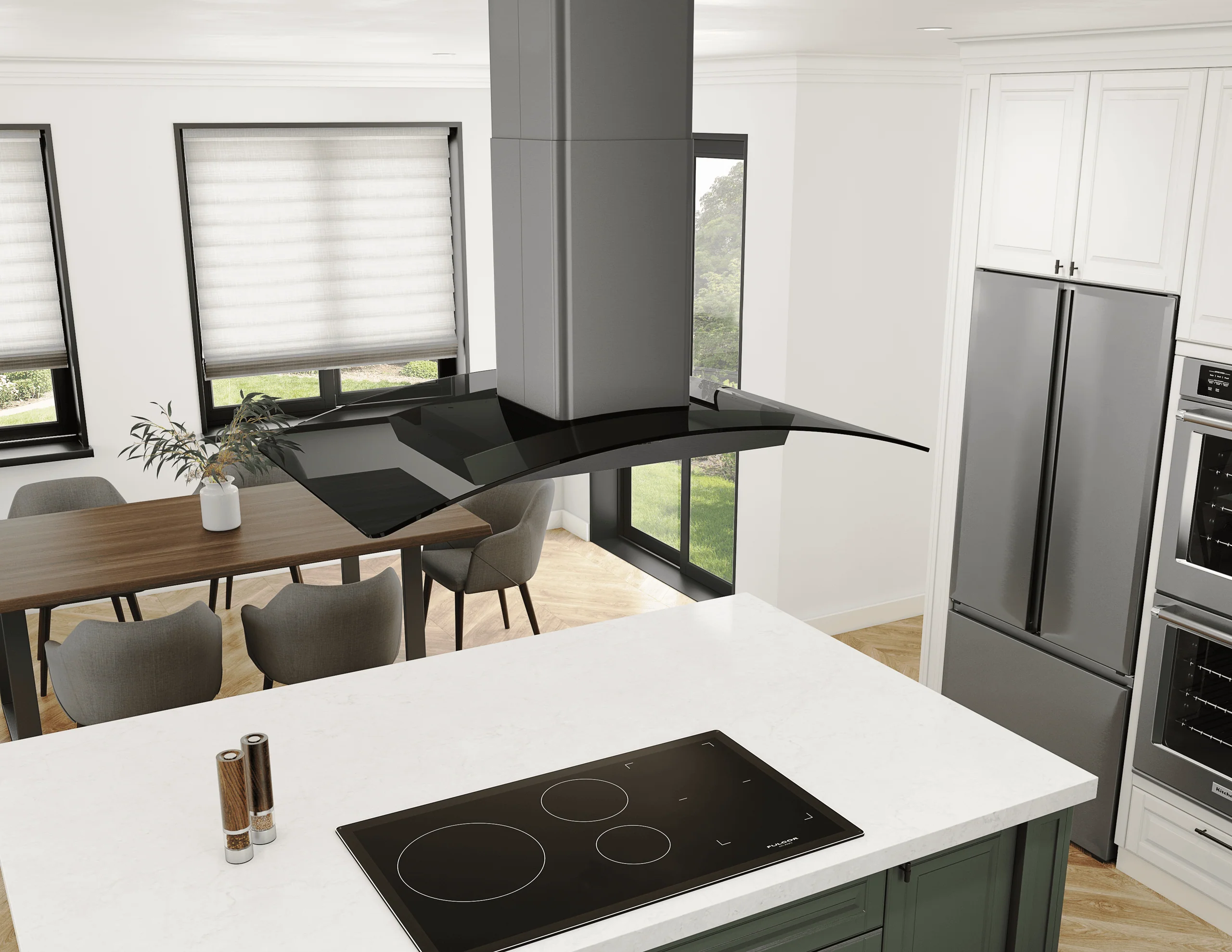 Zephyr ZREM90BBSGG Ravenna Island, 90cm, Black SS+Gray Glass, LED - Image 6