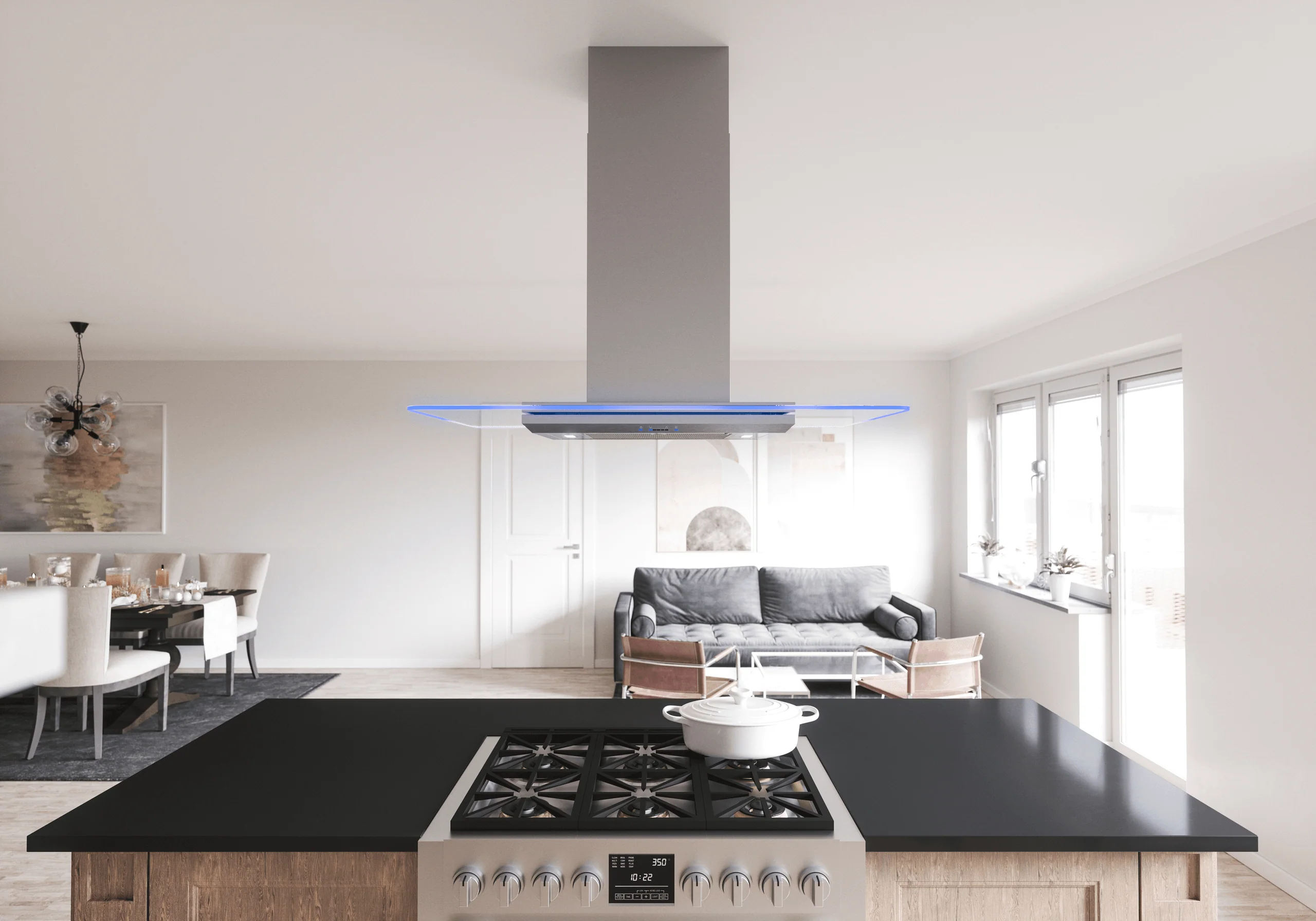 Zephyr ZVNM90BG Verona, Island, 90cm, SS+Glass, LED, ACT - Image 9